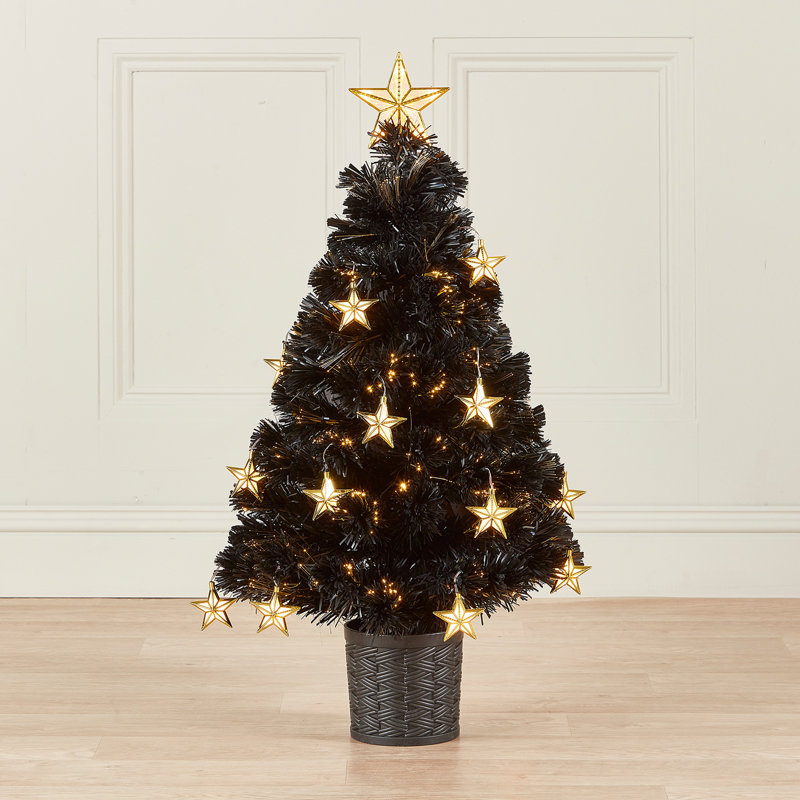 The Seasonal Aisle 3ft Black Artificial Christmas Tree with 39 Clear